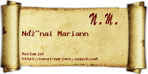 Nánai Mariann névjegykártya