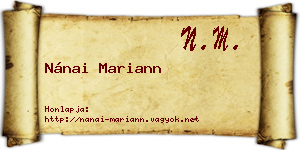 Nánai Mariann névjegykártya